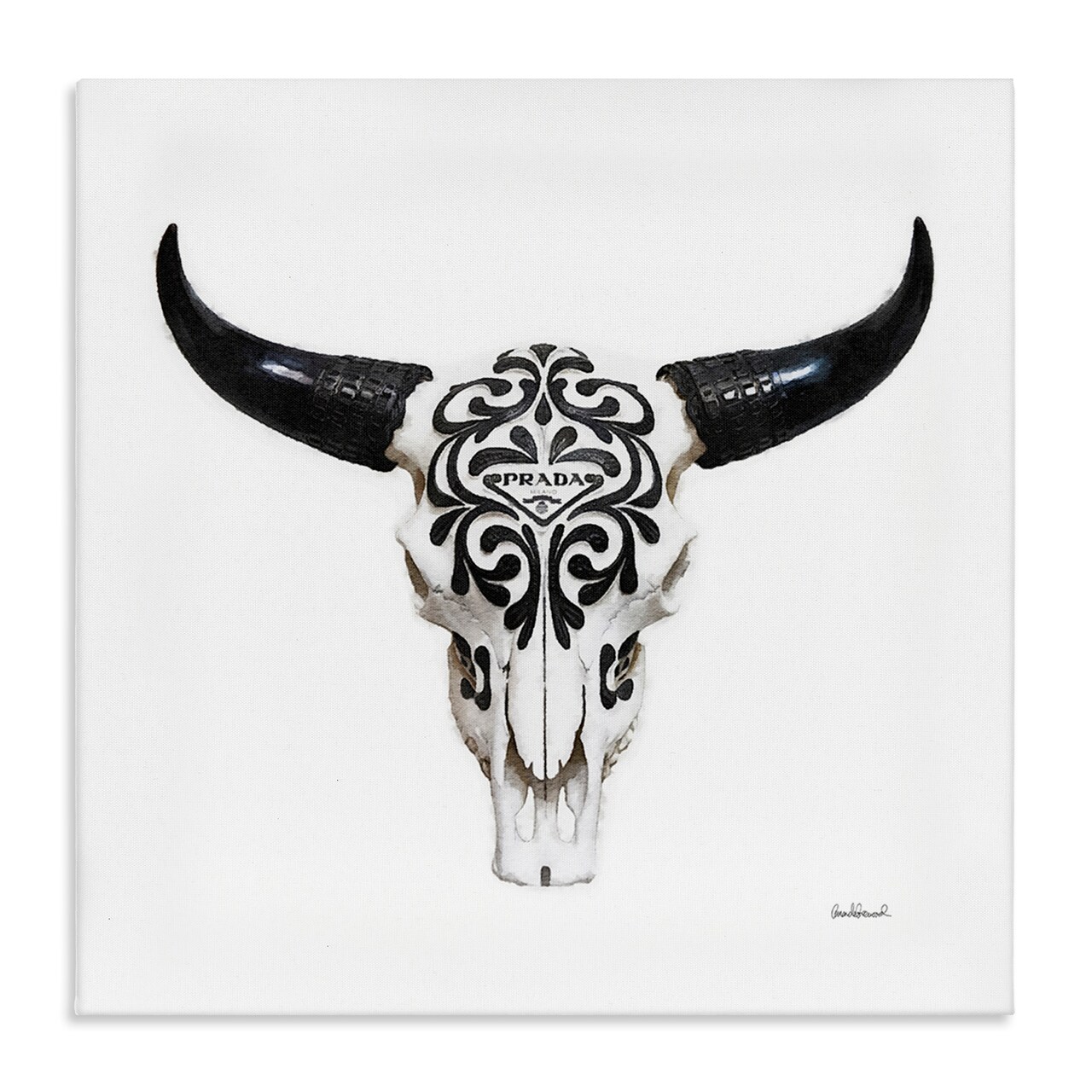 Stupell Industries Fashion Brand Cow Skull Canvas Wall Art Design by Amanda Greenwood
